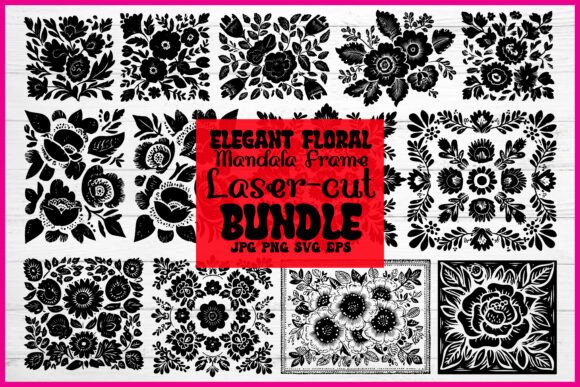 Download Elegant Floral Mandala Frame Laser-Cut - Premium Resources