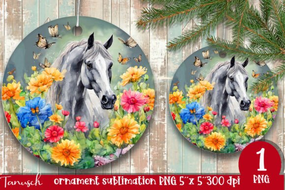 Download Watercolor Horse Ornament Sublimation - Sublimation Collection