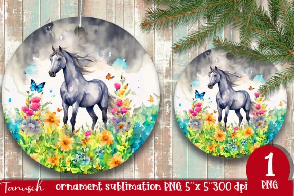 Download Watercolor Horse Ornament Sublimation - Sublimation Collection